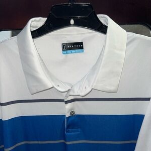 PGA Tour Men's White and Blue Polo Shirt
